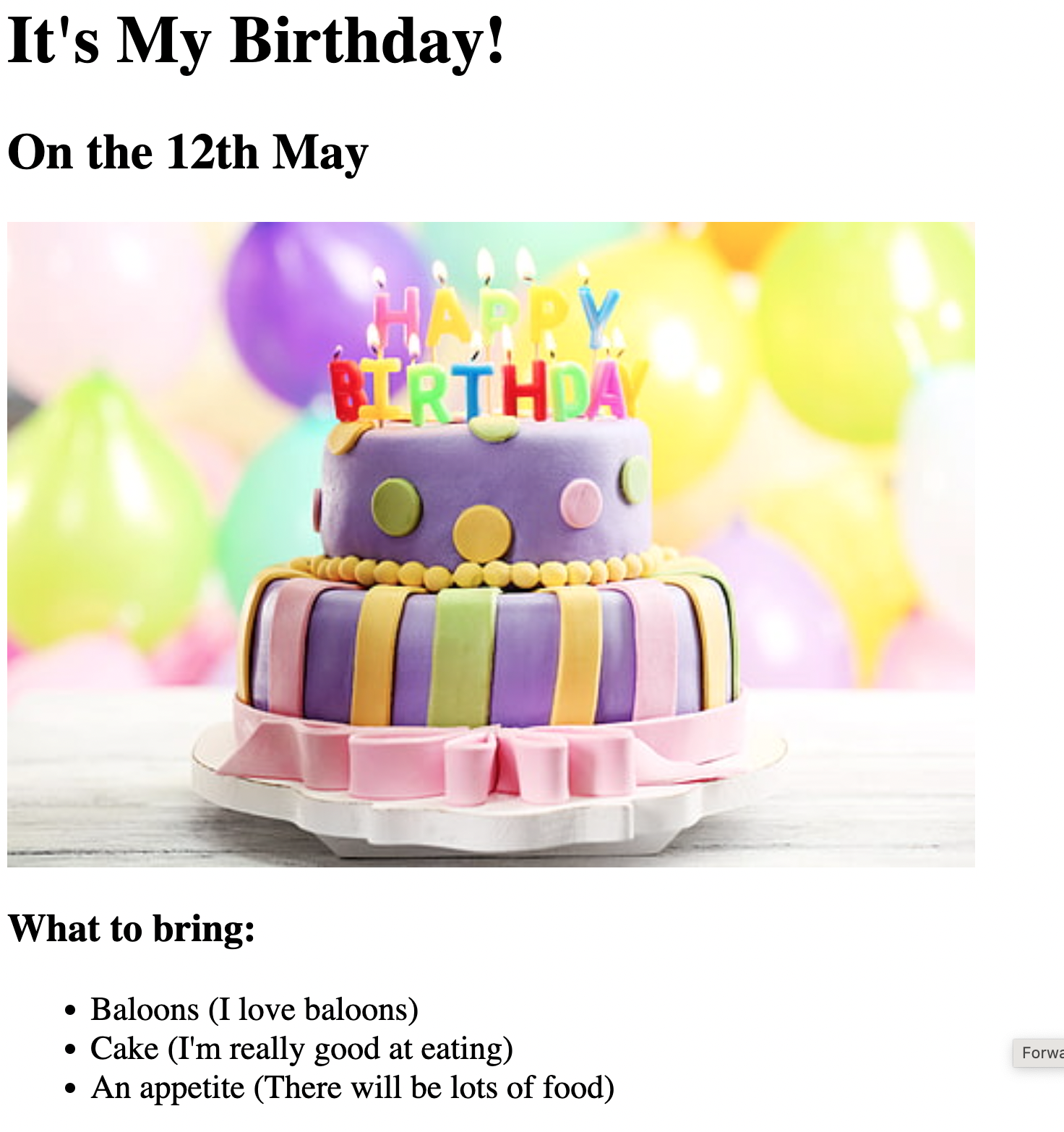 birthday project